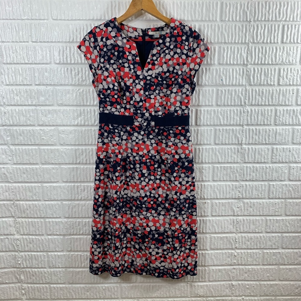 Boden Notch Neck Shift Dress Polka Dots 4L